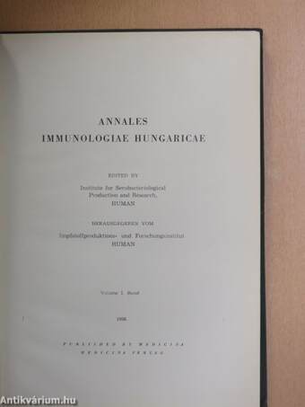 Annales Immunologiae Hungaricae I.