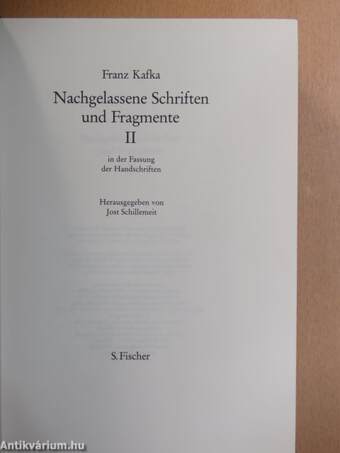 Nachgelassene Schriften und Fragmente II.