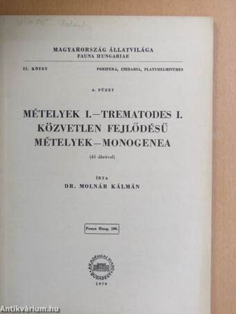 Mételyek I. - Trematodes I.