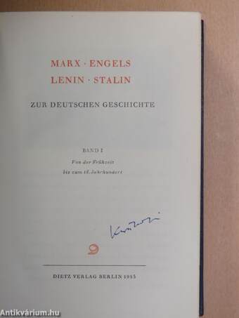 Marx-Engels-Lenin-Stalin Zur Deutschen Geschichte I-III.