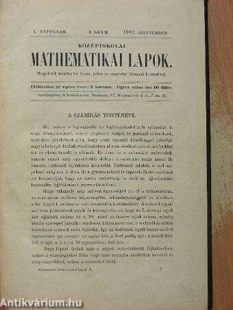 Középiskolai mathematikai lapok 1902. szeptember-1903. június