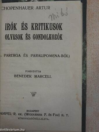 Irók és kritikusok - olvasok és gondolkozók