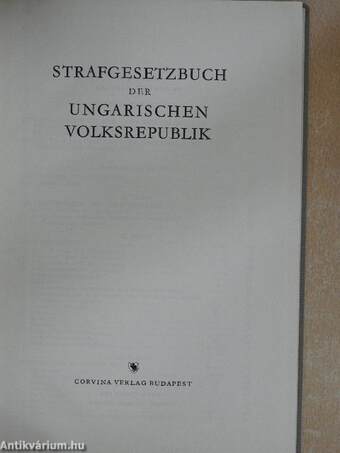 Strafgesetzbuch Der Ungarischen Volksrepublik