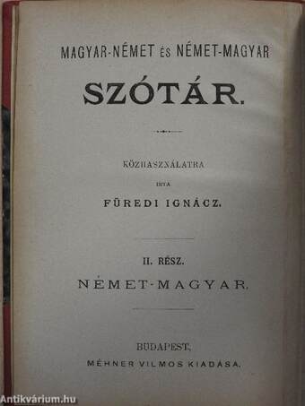 Magyar-német és német-magyar szótár I-II. (gótbetűs)