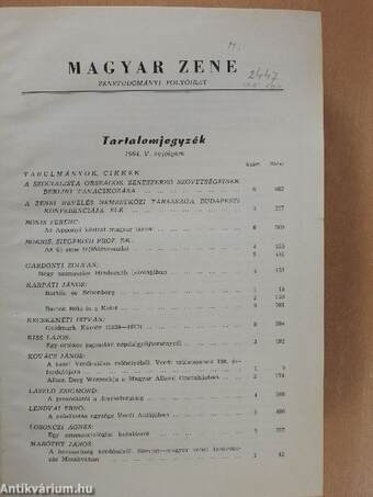 Magyar Zene 1964/1-6.