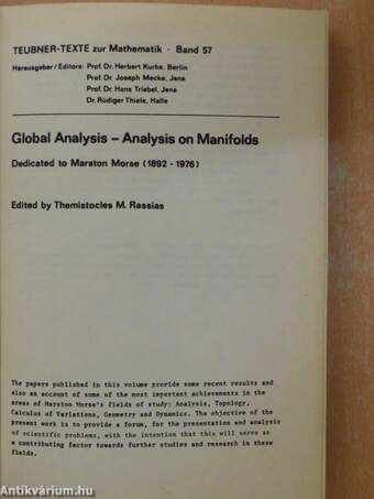 Global Analysis - Analysis on Manifolds