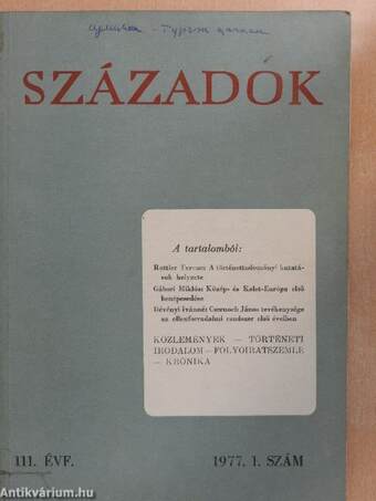 Századok 1977. (nem teljes évfolyam)