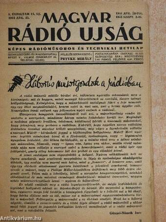 Magyar Rádió Ujság 1944. augusztus 28-szeptember 3.