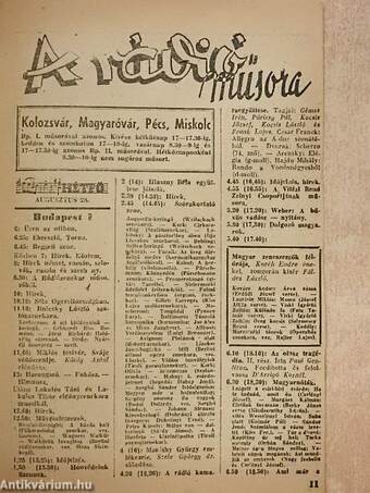 Magyar Rádió Ujság 1944. augusztus 28-szeptember 3.