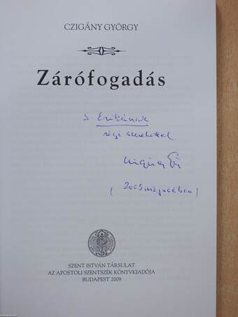 Zárófogadás (dedikált példány)