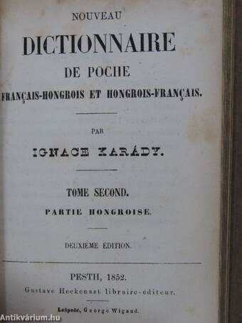 Uj franczia-magyar és magyar-franczia zsebszótár I-II.