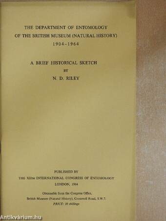 The department of entomology of the British Museum (Natural History) 1904-1964