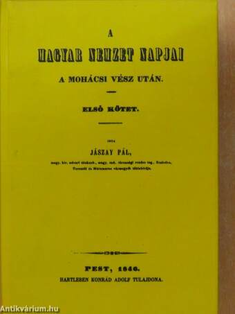 A magyar nemzet napjai a mohácsi vész után I. (töredék)