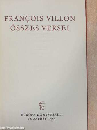 Francois Villon összes versei