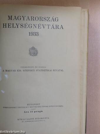 Magyarország helységnévtára 1933