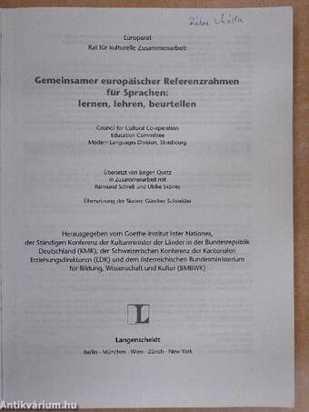 Gemeinsamer europäischer Referenzrahmen für Sprachen: lernen, lehren, beurteilen