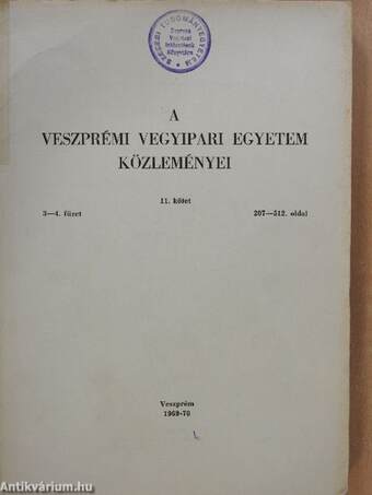 A Veszprémi Vegyipari Egyetem közleményei 11. kötet 3-4. füzet