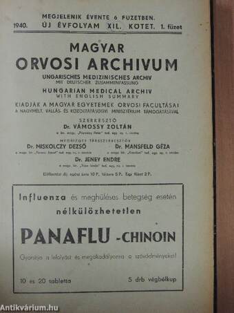 Magyar Orvosi Archivum 1940. XIL. kötet/A Budapesti Központi Gyógy- és Üdülőhelyi Bizottság az Egyetemi Általános Kórtani Intézettel kapcsolatos Rheuma- és Fürdőkutató Intézetének különfüzete 1940.