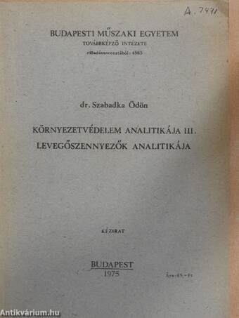 Környezetvédelem analitikája III./Levegőszennyezők analitikája