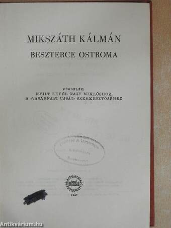 Beszterce ostroma/Függelék: Nyílt levél Nagy Miklóshoz, a "Vasárnapi Újság" szerkesztőjéhez