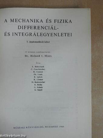 A mechanika és fizika differenciál- és integrálegyenletei I-II.