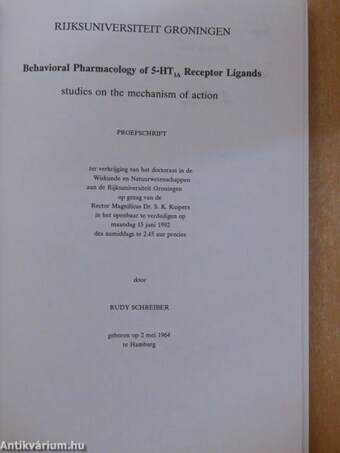 Behavioral Pharmacology of 5-HT1a Receptor Ligands