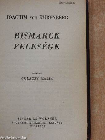 Bismarck felesége