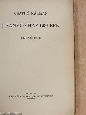 Leányos ház 1931-ben