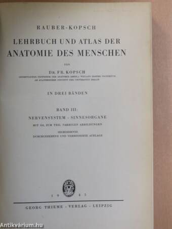 Lehrbuch und Atlas der Anatomie des Menschen III.