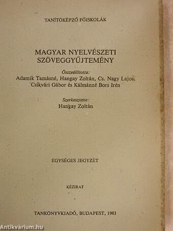 Magyar nyelvészeti szöveggyűjtemény