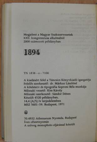 A magyar szakszervezetek kongresszusainak krónikája (minikönyv) (számozott)