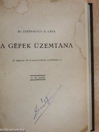 A gépek üzemtana