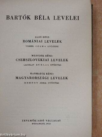 Bartók Béla levelei III.