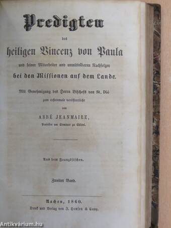 Predigten des heiligen Vincenz von Paula I-II. (gótbetűs)