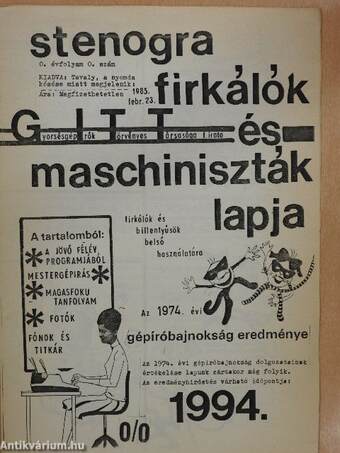 Stenogra firkálók és maschiniszták lapja 1985. február