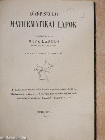 Középiskolai mathematikai lapok 1903. szeptember-1904. június