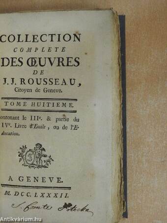 Collection complete des oeuvres de J. J. Rousseau VIII.