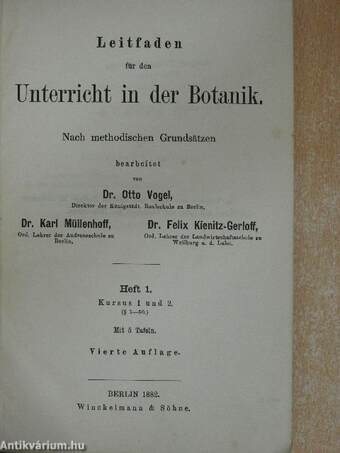 Leitfaden für den Unterricht in der Botanik I.