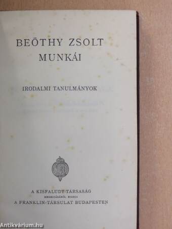 Beöthy Zsolt munkái 