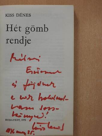 Hét gömb rendje (dedikált példány)