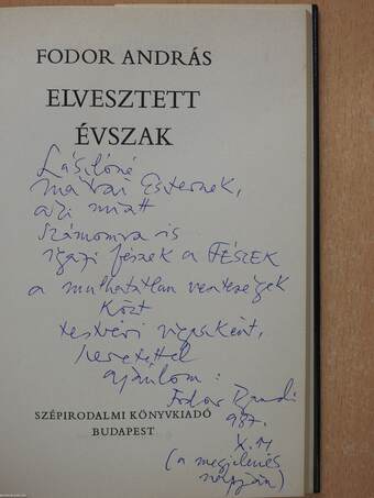 Elvesztett évszak (dedikált példány)