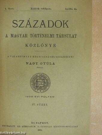Századok 1906.,1908.,1909./Magyar Protestáns Egyháztörténeti Adattár 1904. (vegyes számok) (5 drb)