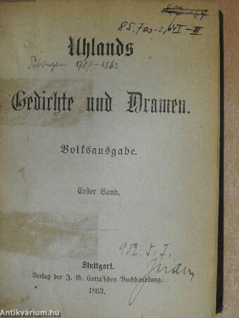 Uhlands Gedichte und Dramen I-III. (gótbetűs)