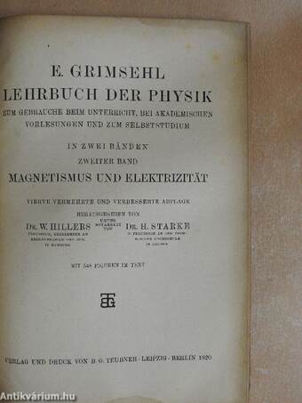 Grimsehl Lehrbuch der Physik II.