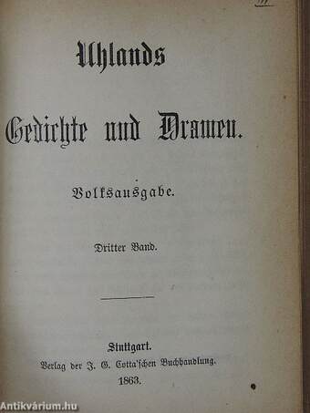 Uhlands Gedichte und Dramen I-III. (gótbetűs)