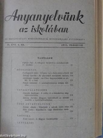 Anyanyelvünk az iskolában 1953-1956. (vegyes számok) (16 db)