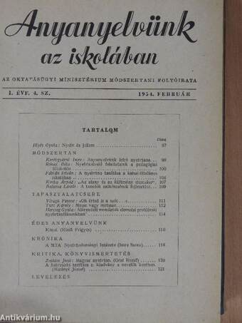 Anyanyelvünk az iskolában 1953-1956. (vegyes számok) (16 db)