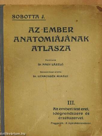 Az ember anatomiájának atlasza III. (töredék) (rossz állapotú)