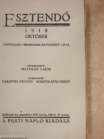 Esztendő 1918. október