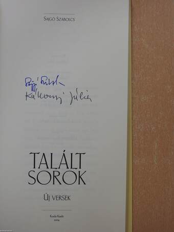 Talált sorok (aláírt példány)